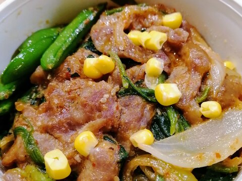 豚肉とほうれん草の辛味噌炒め